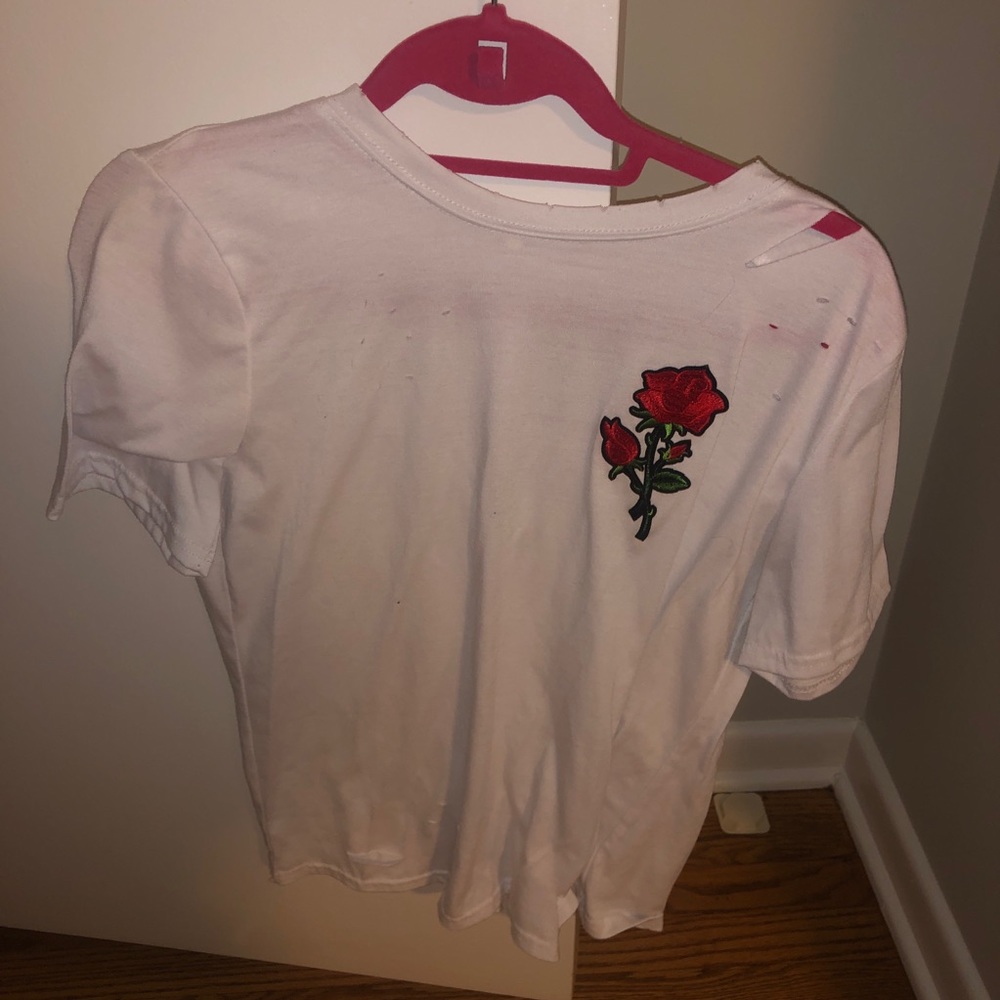 distressed rose tee